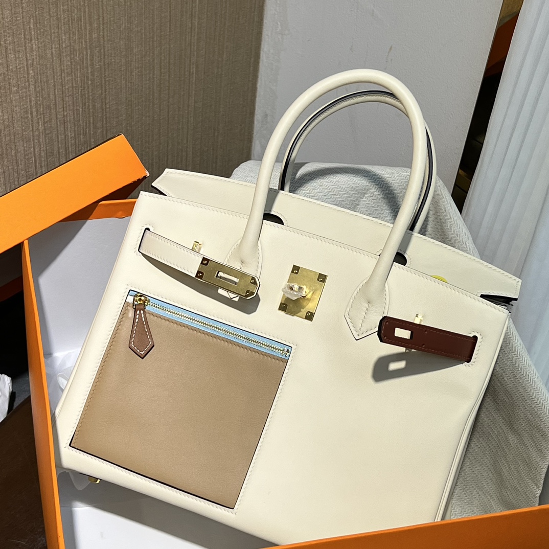 Hermes Birkin 30CM Swift Leather Handbag White 